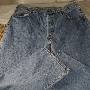 Levis 501 Jeans Straight Leg Button Fly Med Stonew